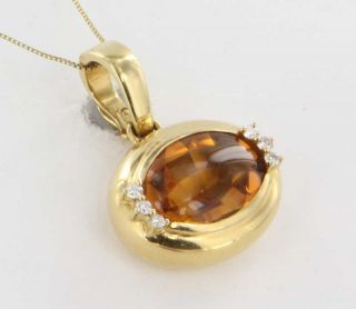  Gumps 18K Yellow Gold Diamond Citrine Pendant Fine Jewelry Used