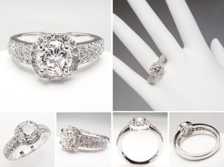 Carat Diamond Halo Engagement Ring 14K White Gold skudia990