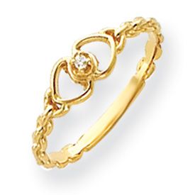 New 14k Gold or WG 0 01 Carat Diamond Heart Ring Available in Sizes 4