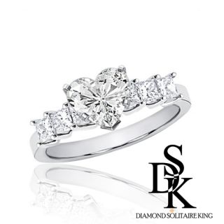 Diamond Engagement Bridal Ring 1 85 Carat Heart Cut 18K White Gold