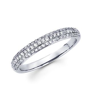 14k White Gold Round Diamond Pave Dome Ring Band 42 Ct