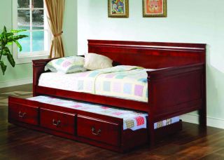 Twin Daybed Day Bed Trundle Set Cherry Wood Bedroom New