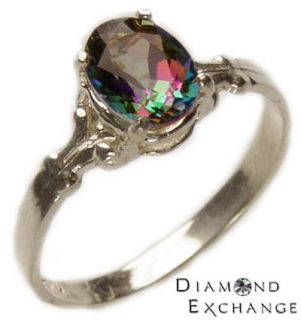 Ct Oval Mystic Fire Topaz Ring in Sterling Silver New