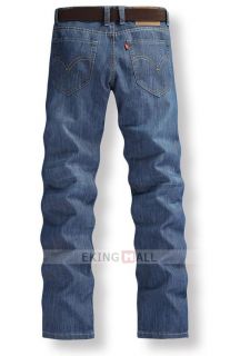 New Mens Blue Denim Leisure Slim Straight Casual Pants Trousers Jeans