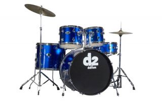 D2 by ddrum Complete Drum Set, Police Blue, 3 DVD BONUS PACK, Cymbals
