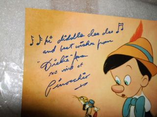 Signed Dickie Jones Pinocchio Disney Free Frame CA 1939