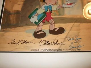 Pinocchio Disney Cel Autographed Frank Ollie Dickie New