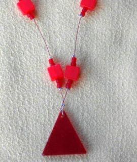 Handmade Deaf Geometric Red Modern Bead Necklace Triangle Colombia
