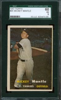 1957 Topps 95 Mickey Mantle SGC 60 New York Yankees HOF