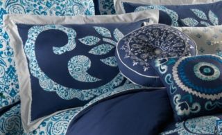 DENA Home INDIGO IKAT Blue White Paisley Floral Standard Pillow Sham