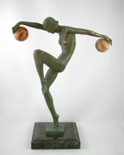  Deco Dancer to The Balls French Figural Bronze Signed Denis