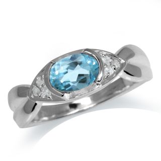 December Birthstone Blue White Topaz 925 Sterling Silver Classic Ring