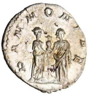 Scarce Trajan Decius AR Ant Pannoniae Two Pannoniae Shaking Hands