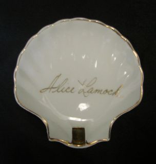 Sea Shell Alice Lamock Gift Gold Trim Decorative Ashtray Dish