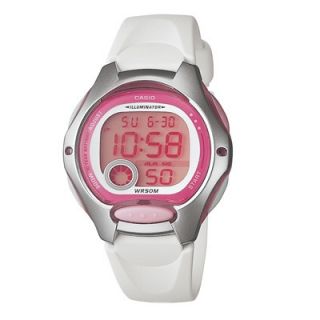   7A LADIES WHITE PINK DIGITAL SPORTS WATCH 50M DUAL TIME DAILY ALARM