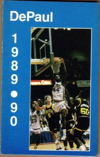 1989 90 DePaul Blue Demons Basketball Pocket Schedule