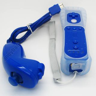 Motion Plus Inside Remote + Nunchuck Controller for Nintendo Wii blue