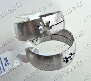 Wholesale Lots 30pcs Favor Design round Cut Stainless Steel Man Rings