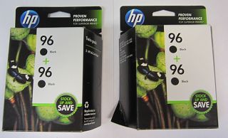 Lot of 2 HP Ink Cartridges 96 Black AND96 Black Brand New Oct 2014