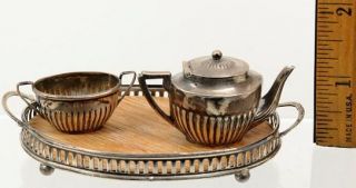 Antique English Sterling Silver Miniature Tea Set and Tray Circa 1905