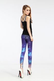005 Ladies Galaxy Space Planets Print Pattern Stretch Tights Leggings