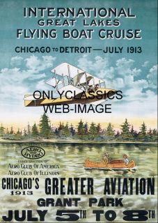 1913 CHICAGO  DETROIT GREAT LAKES FLYING BOAT AVIATION AIRPLANE RACE