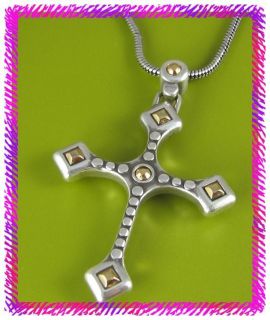 brighton silver dharma cross long necklace nwotag