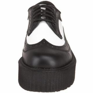 Demonia Black White Leather 2 Platform Creeper Shoe Mens Creeper 408
