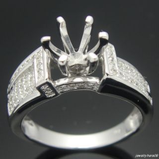 14k White Gold Diamond Semi Mount Engagement Rings Setting Round 6mm