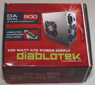 Diablotek Da Series PSDA500 500W ATX Power Supply New and Complete