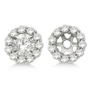 35ct Round Cut Circle Diamond Earring Jackets 14k White Gold G H SI