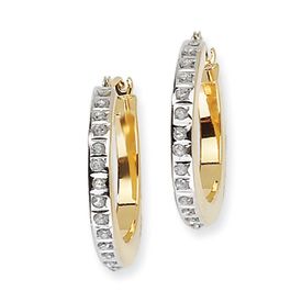 New 14k Gold Round Hinged Diamond Accent 1 2 Hoop Earrings