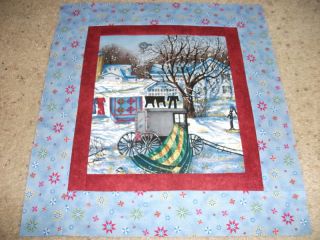 Christmas Scene Amish Buggy Clothes Quilts Quilt Top Fabric