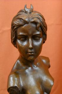 Diana Diane Bronze Bust Sculpture E Villanis Statue Art Nouveau Moon
