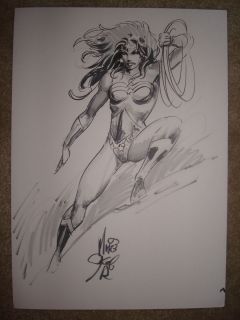 Mike Deodato Jr Wonder Woman 12 X 16 Original full body sketch