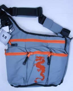 DIAPER DUDE Diaper Bag for Dad Messenger Grey Orange Dragon 400D