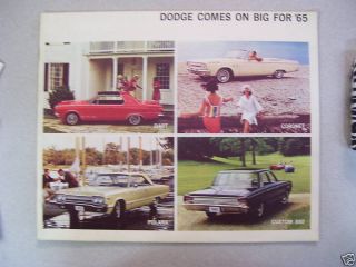 1965 Dodge Custom 880 Polara Coronet Dart Car Brochure
