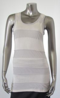 Design History New Beige Womens Tank Top Size Small Striped Fringe