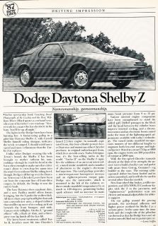 1986 Dodge Daytona Shelby Z Classic Article D121