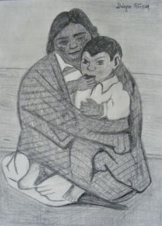 Diego Rivera original graphite signed w COA picasso miro frida kahlo