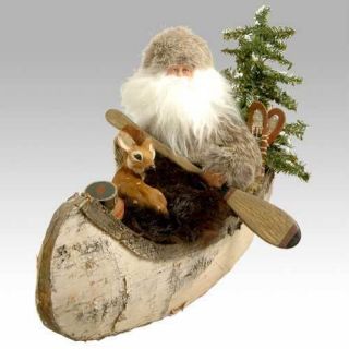 White Rapids Canoe Santa by Gramma Dodi Handmade USA
