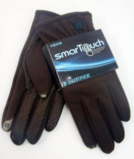 Smart Touch Isotoner Mens Brown Touchscreen Compatible iPhone Gloves