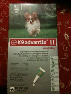 K9 Advantix II Small Dog Up to 10lbs Pkg of 4
