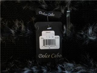 XL Dolce Cabo Black & Gray Real Rabbit Fur & Acrylic Cardigan Sweater