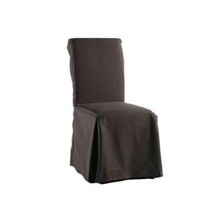 Surefit Coffee Twill Supreme Long Dining Chair Cover Slipcover