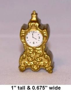  Dollhouse Accessories Mantle Clock Gold New
