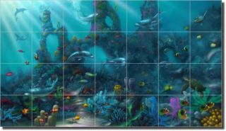 Miller Undersea Dolphin Art Shower Ceramic Tile Mural