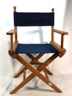 Seateak Oiled Finish Directors Chair with Seat Cover Blue
