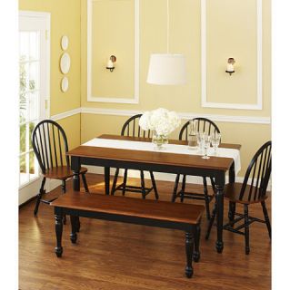 New Autumn Lane 6 Piece Dining Table Chairs Bench Set Black and Oak