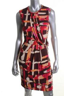 Donna Ricco Multi Color Printed Sleeveless Crew Neck Lined Casual